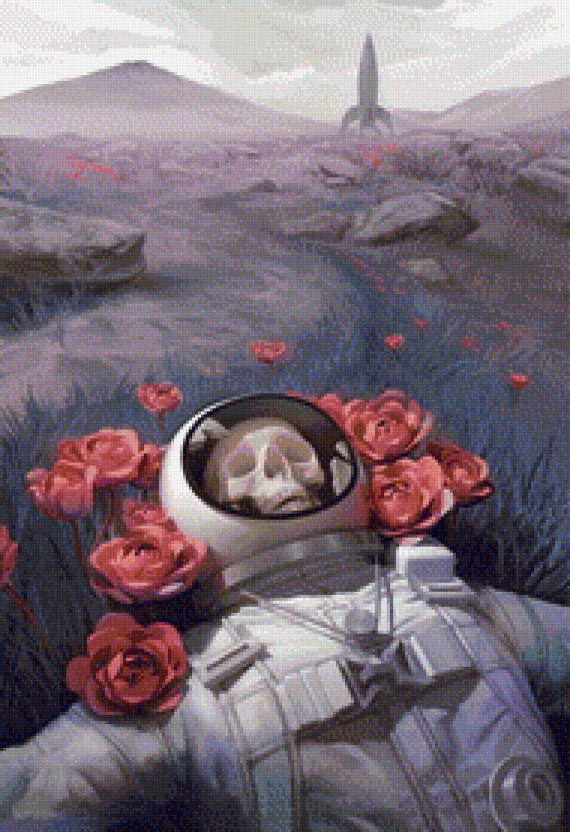 На другой планете - космос, сон, ракета, цветы - предпросмотр