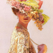 Схема вышивки «девушка в шляпе»