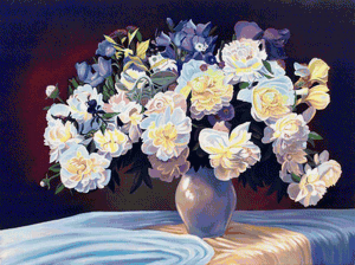 Худ. Деревенчук Вл. Пионы - цветы, пионы, букет - предпросмотр