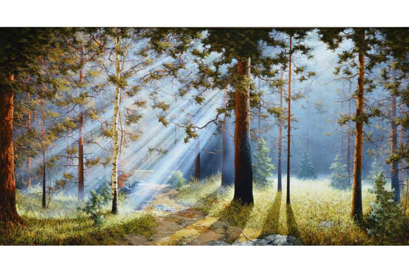 Туманное утро - лес, утро, туман, лучи - оригинал