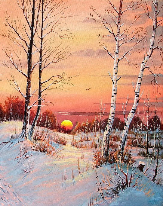 Закат зимой - закат, зима - оригинал