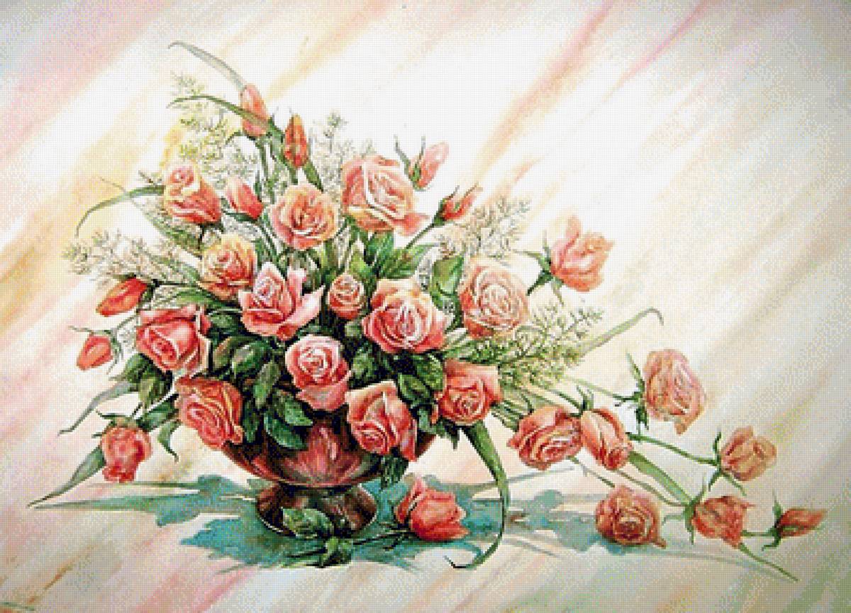Розы. - живопись., цветы, натюрморт - предпросмотр