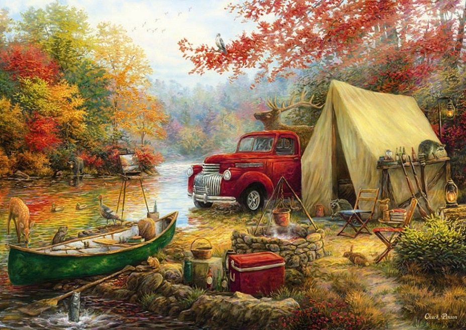 В выходной день - природа, автомобиль, олень, палатка - оригинал