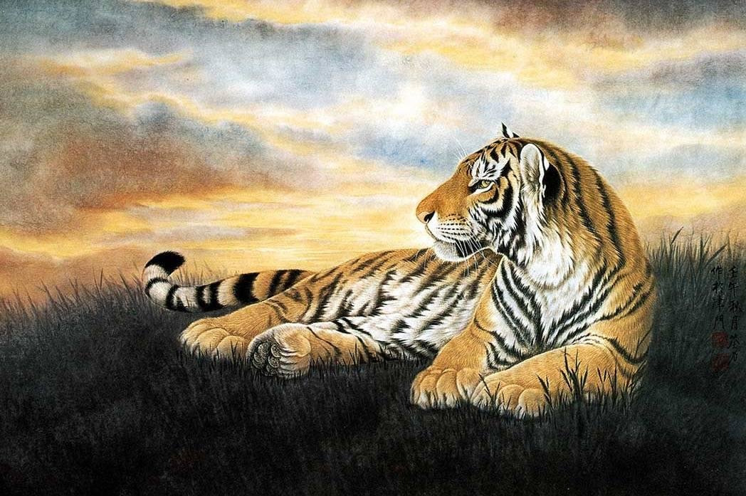 Повелитель саванны - животные, гохуа, природа, дикие хищные кошки, тигры, тигр - оригинал