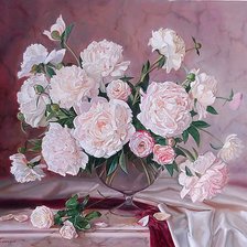 Схема вышивки «Пионы.»