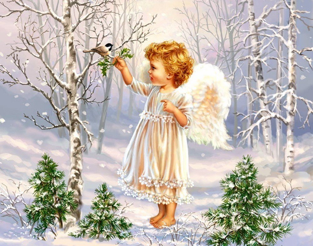 Маленький ангел - ребенок, зима, детское, ангел - оригинал