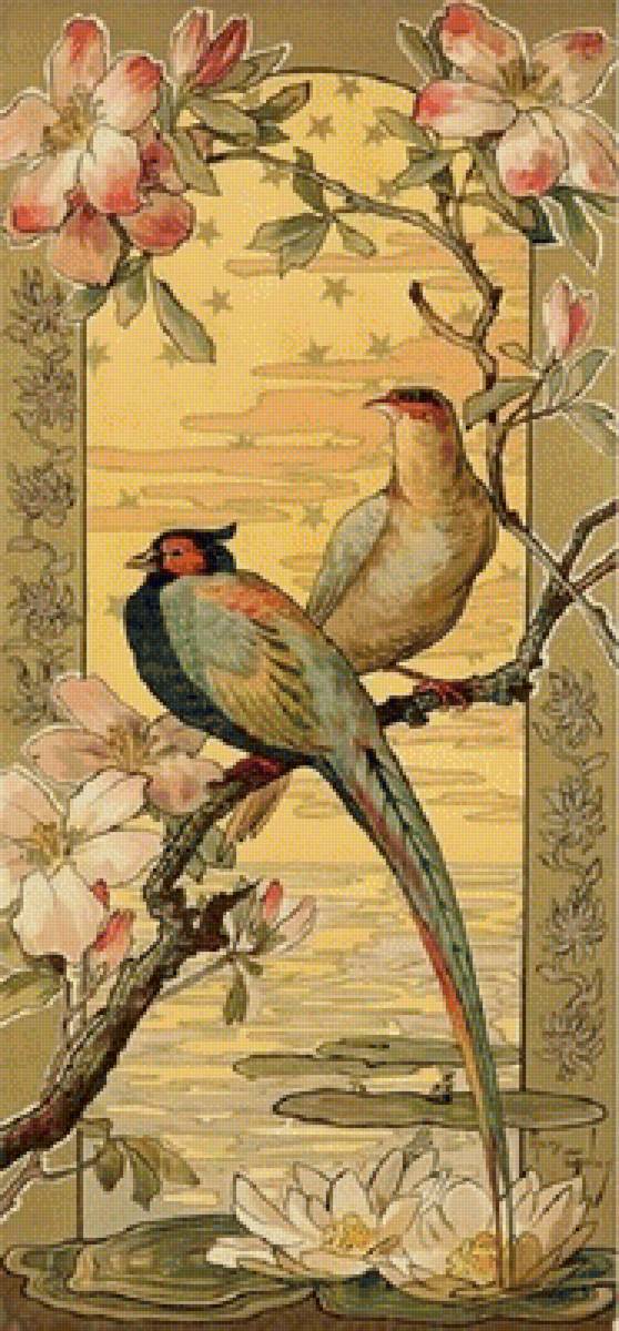 Фазаны - птицы, арт- нуво, фазаны - предпросмотр