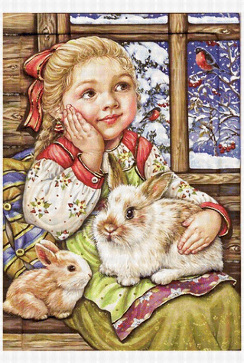 Серия "Дети". Беззаботное детство - животные, девочка - предпросмотр