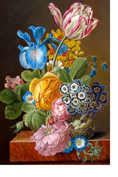 Букет - натюрморт, розы, гнездо, цветы - оригинал