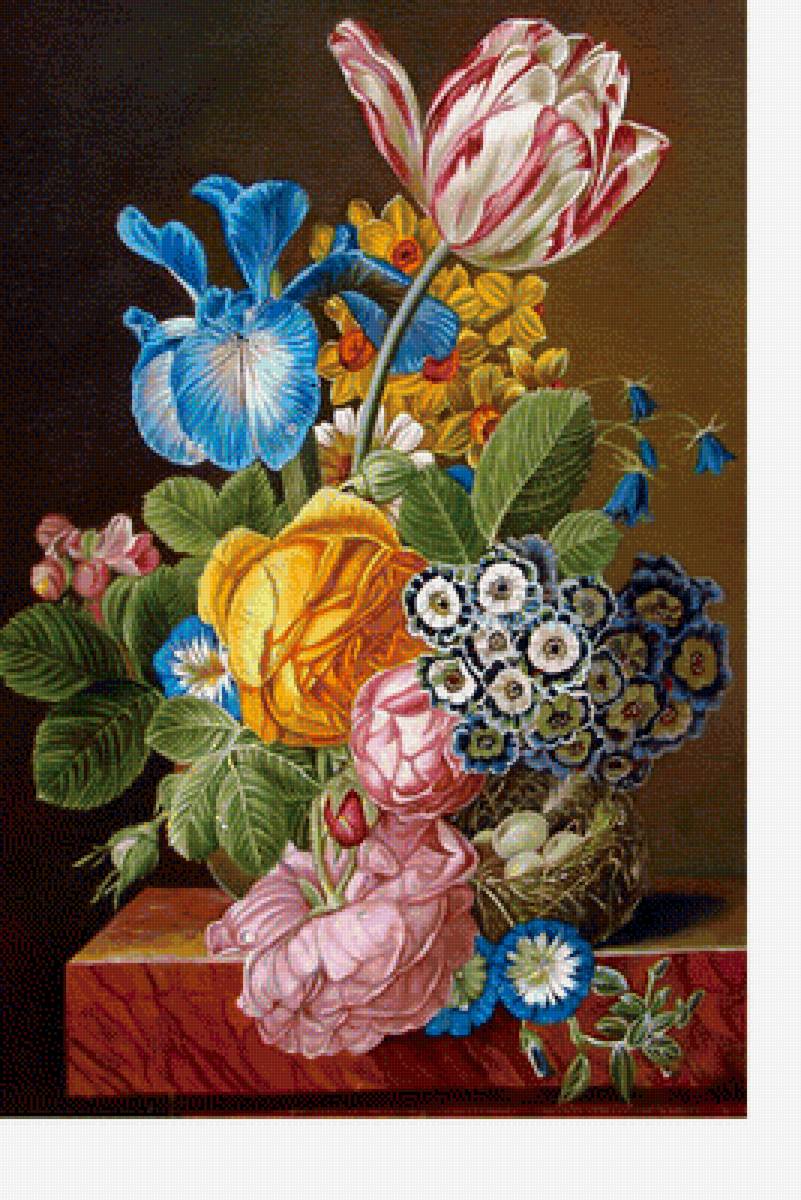 Букет - натюрморт, гнездо, цветы, розы - предпросмотр