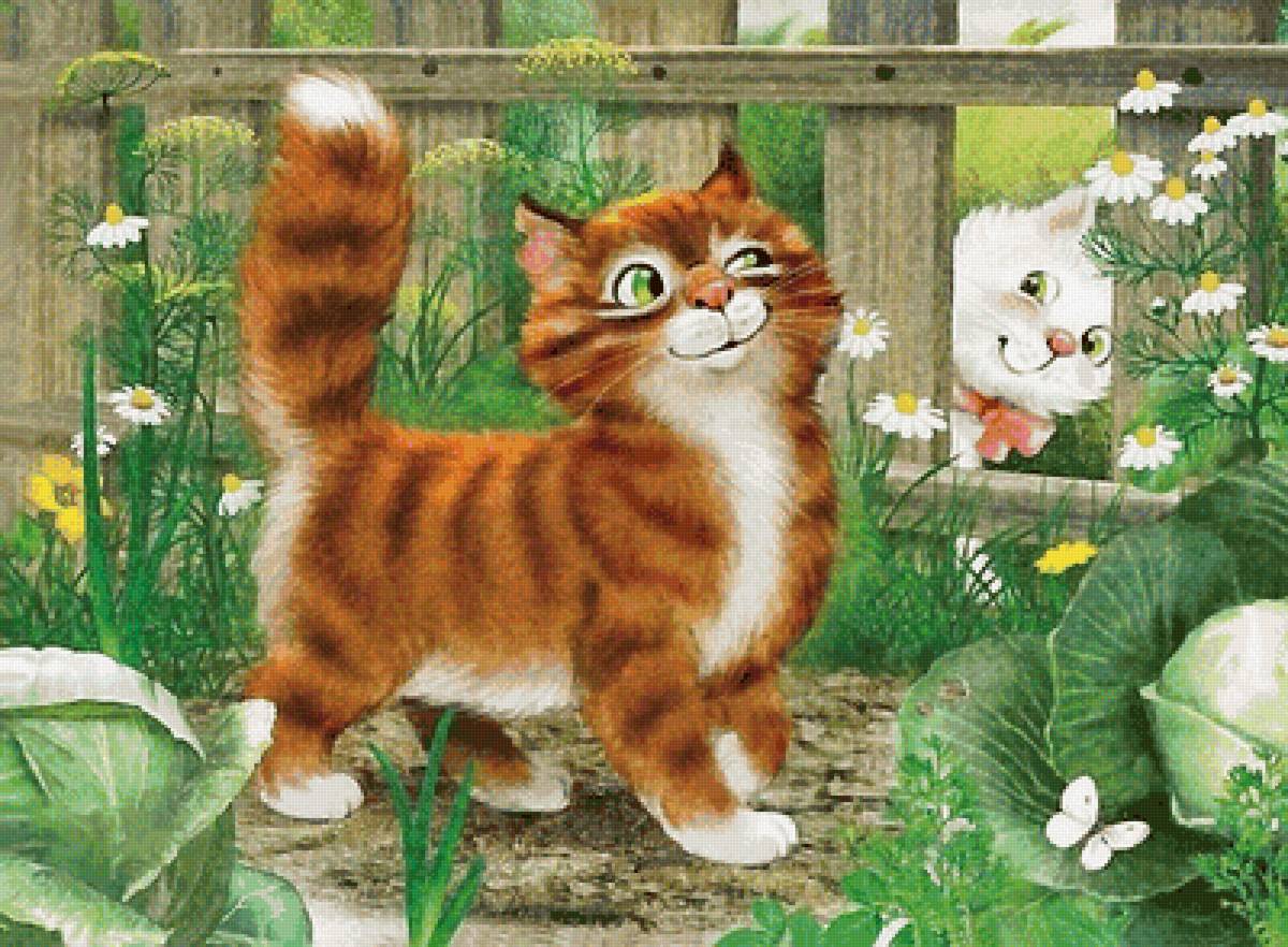 Схема вышивки «кот и кошка» (№1789380) Вышивка крестом