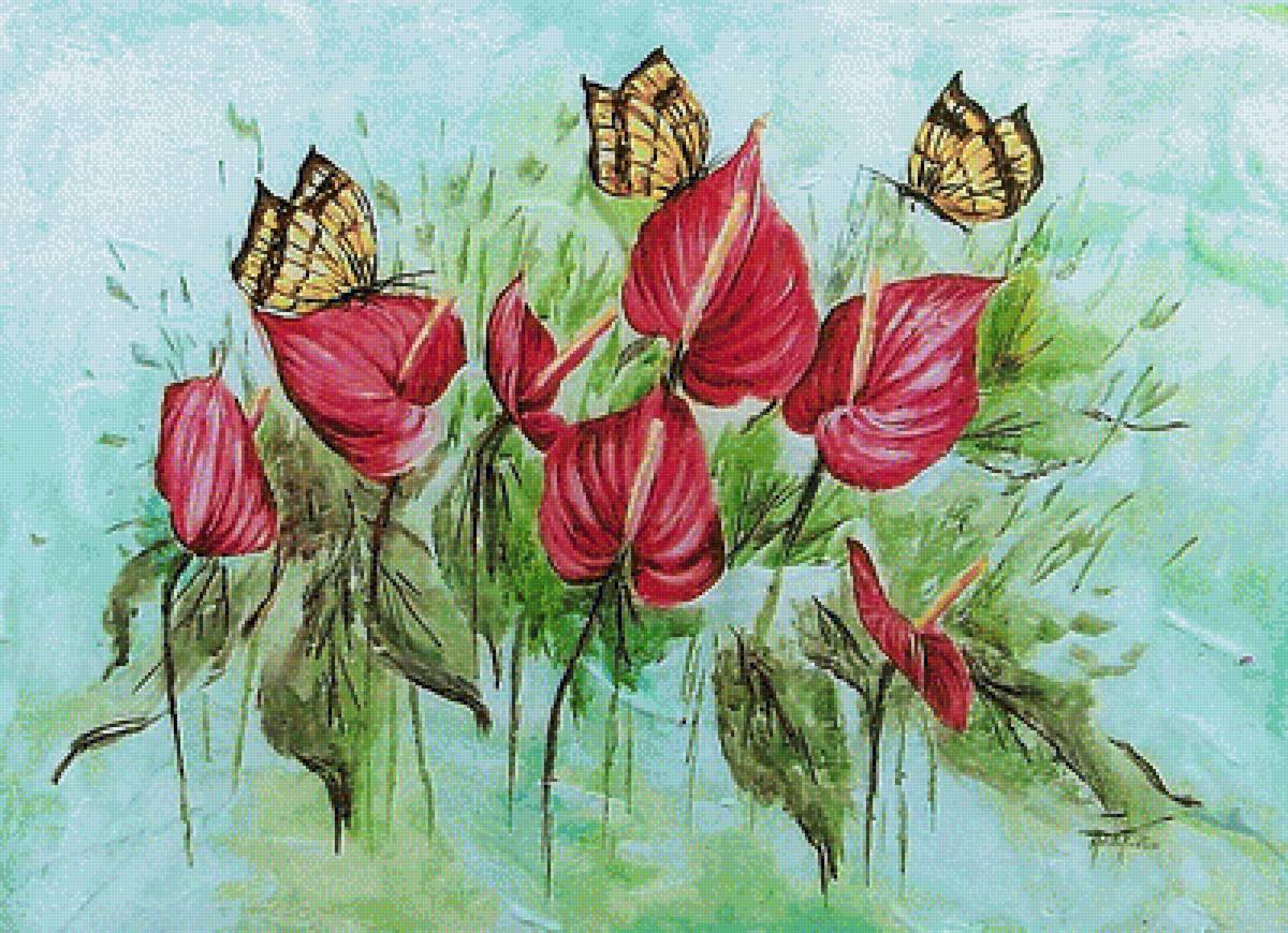 Цветы. - цветы, живопись., натюрморт - предпросмотр