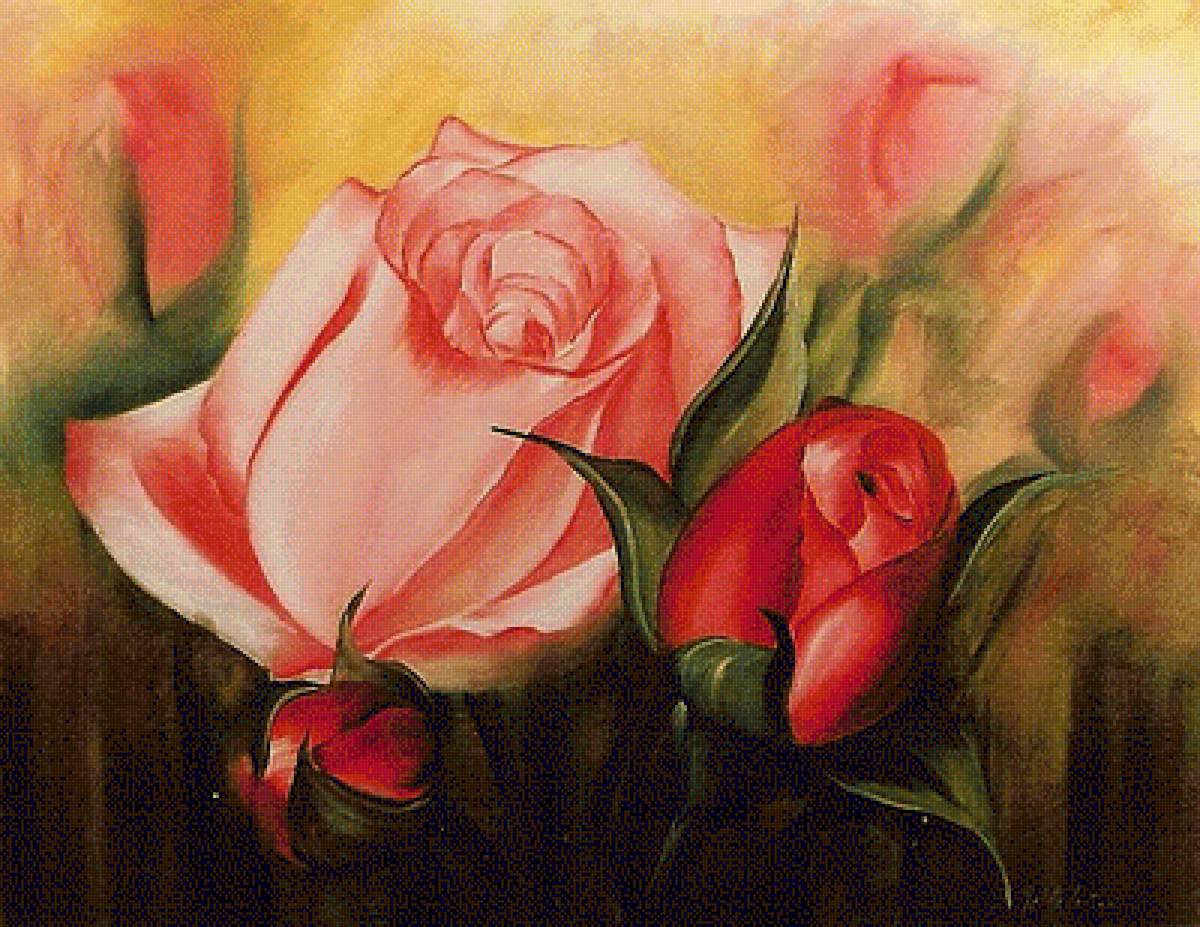 Розы. - живопись., цветы, натюрморт - предпросмотр