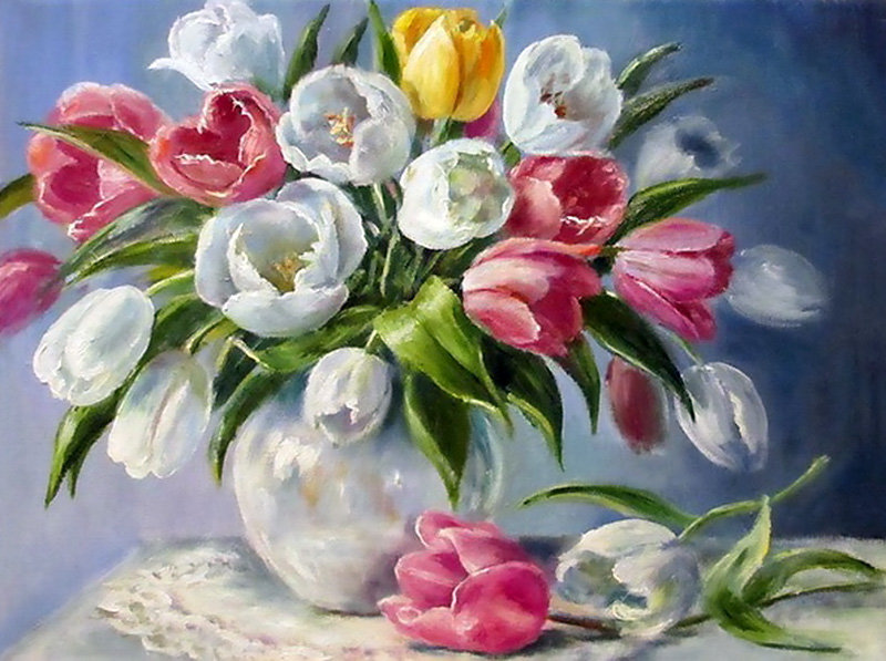 "Жёлтый тюльпан" О.Воробьёва - букет, тюльпаны, цветы - оригинал