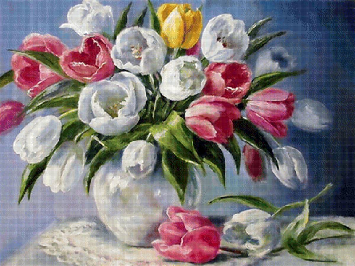 "Жёлтый тюльпан" О.Воробьёва - цветы, тюльпаны, букет - предпросмотр