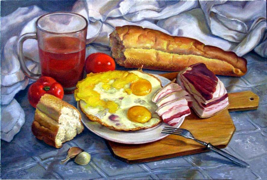 Деревенский завтрак - картина, еда - оригинал