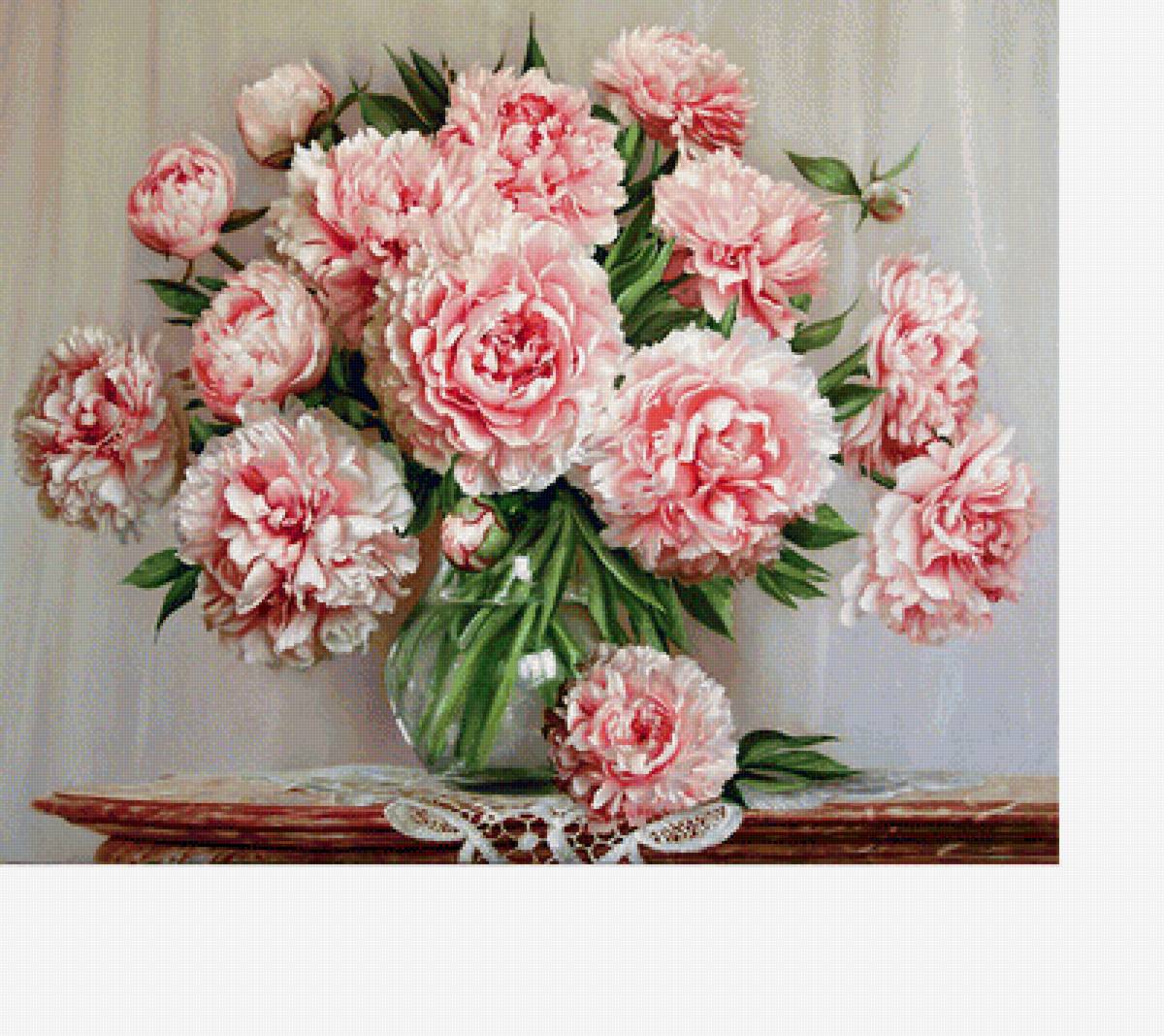Пионы в вазе - цветы, розовые цветы, пионы, букет - предпросмотр