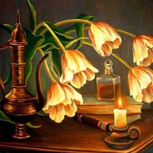 Схема вышивки «Тюльпаны, освещенные свечой»