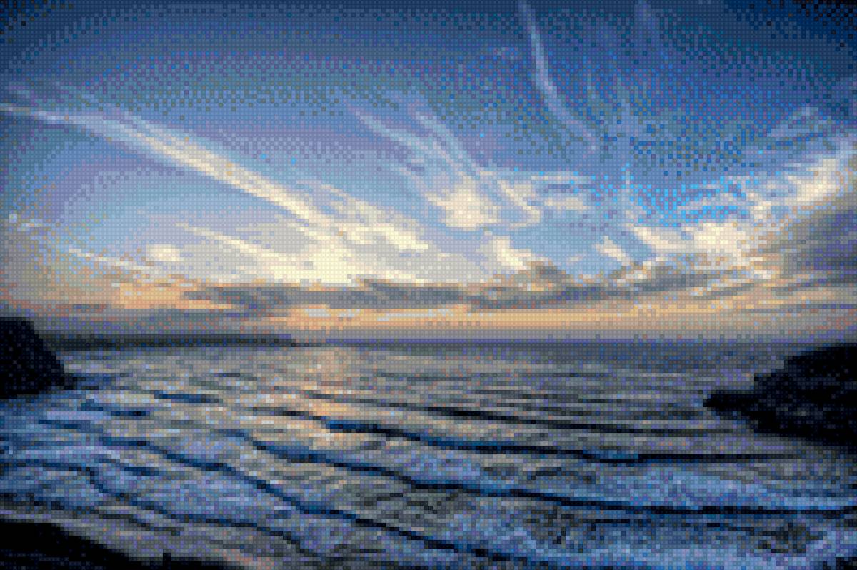 Безмятежность - море, облака, закат, природа - предпросмотр