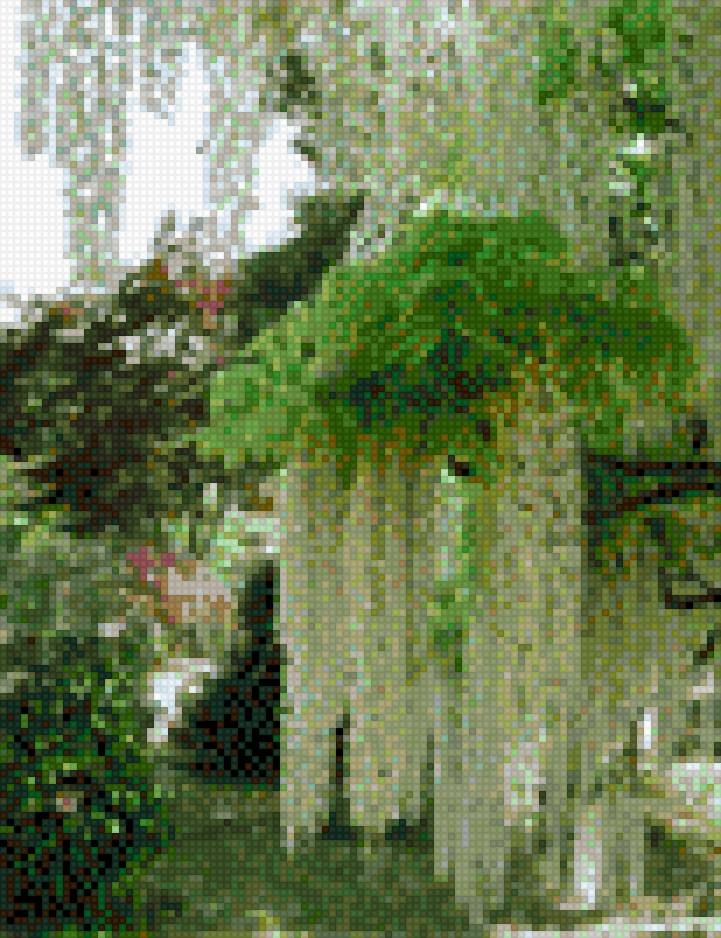 Цветочный водопад - дома, город, деревья, цветы - предпросмотр