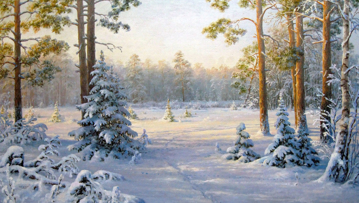 Худ. Булыгин И.Н. - снег, лес, пейзаж зима - оригинал