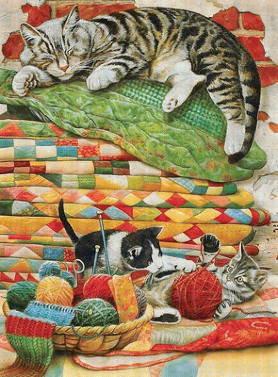 кошка с котятами - котята, кошка - предпросмотр