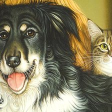 Оригинал схемы вышивки «пёс и кот» (№1797026)