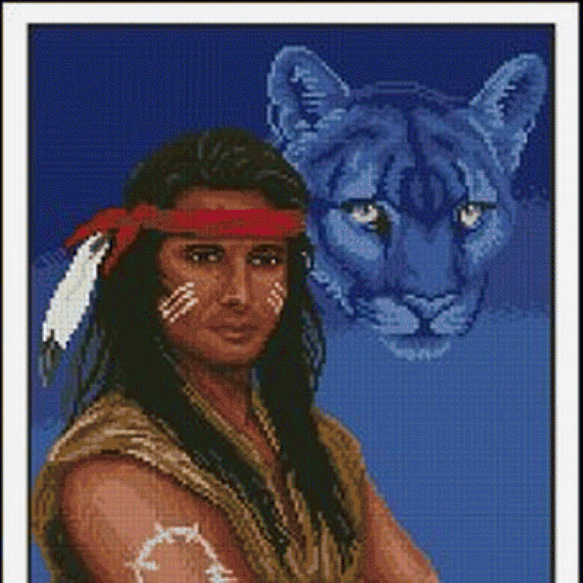 Дух пумы - хищник, мужчина, человек, индеец, кошка, пума - предпросмотр