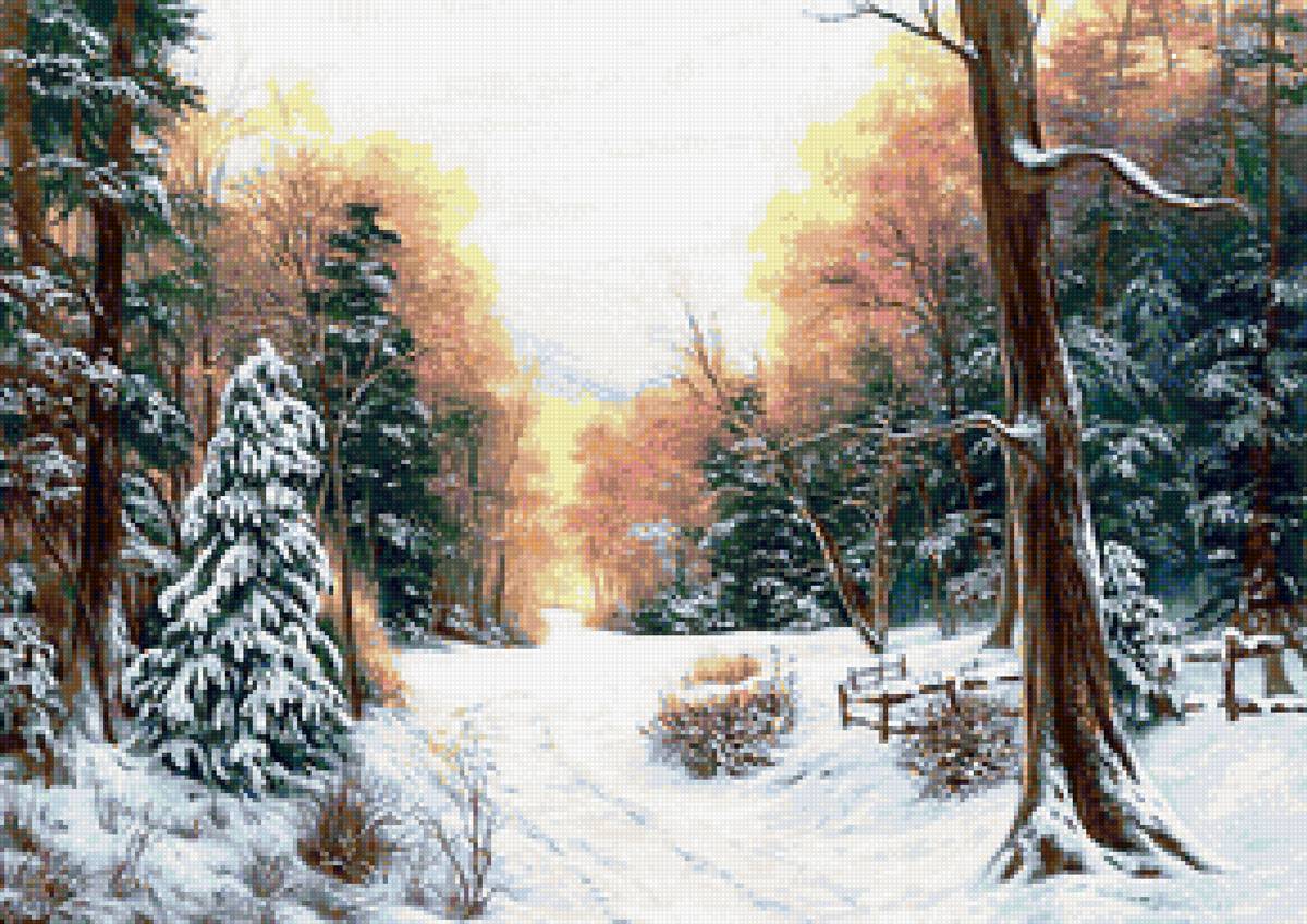 Зимний лес - пейзаж зима, снег, природа, лес - предпросмотр