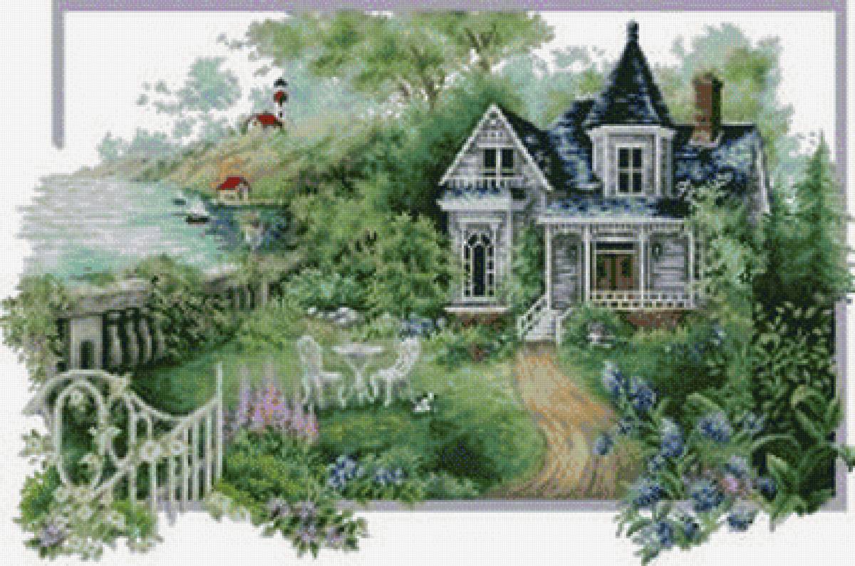 Дом летом - природа, лето, море, дом - предпросмотр