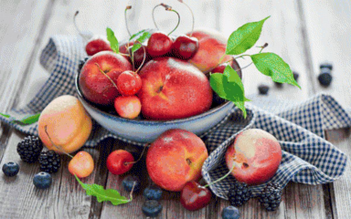 Фрукты - вишня, фрукты, персик - предпросмотр