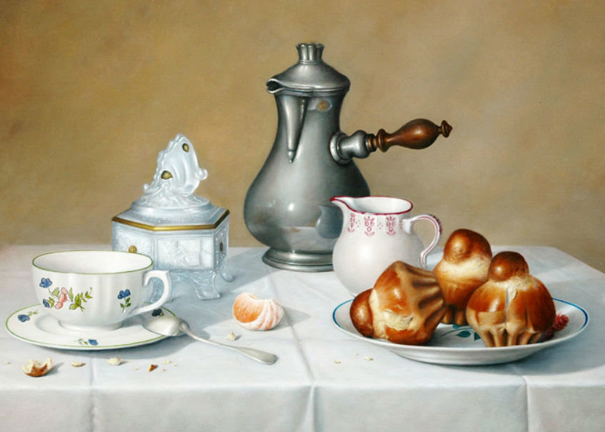 Для кухни - кофейник, чашка, натюрморт - оригинал