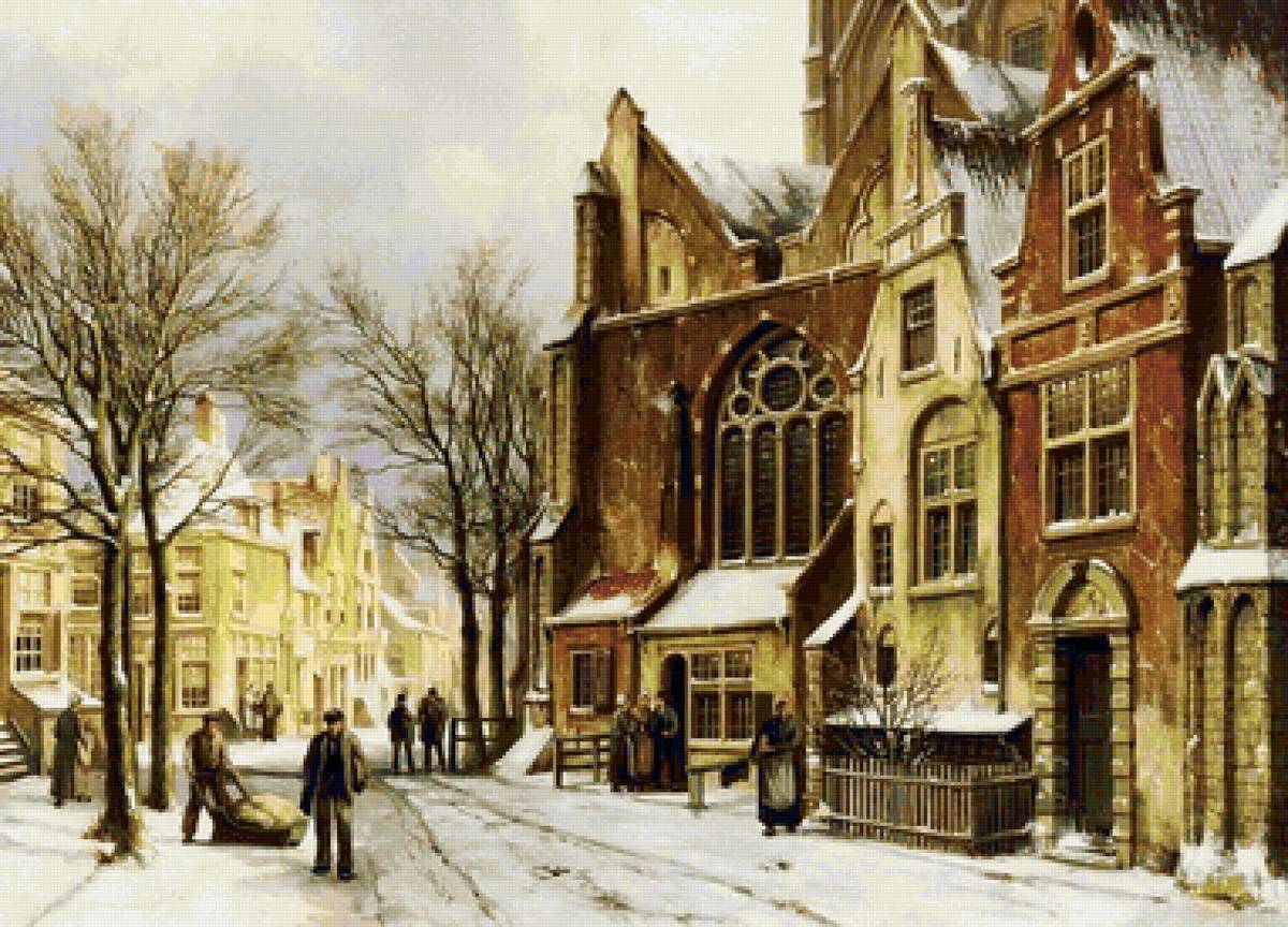 Городской пейзаж. Голландия 19 век - улица, голландия, живопись, городской пейзаж, город - предпросмотр