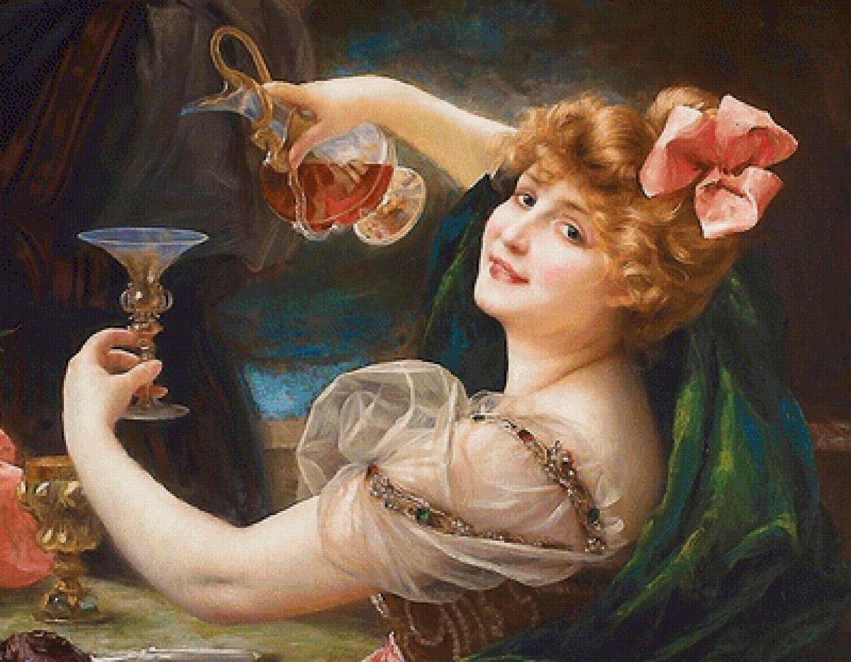 дама с бокалом вина - картина - предпросмотр