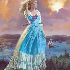 Схема вышивки «девушка в голубом»