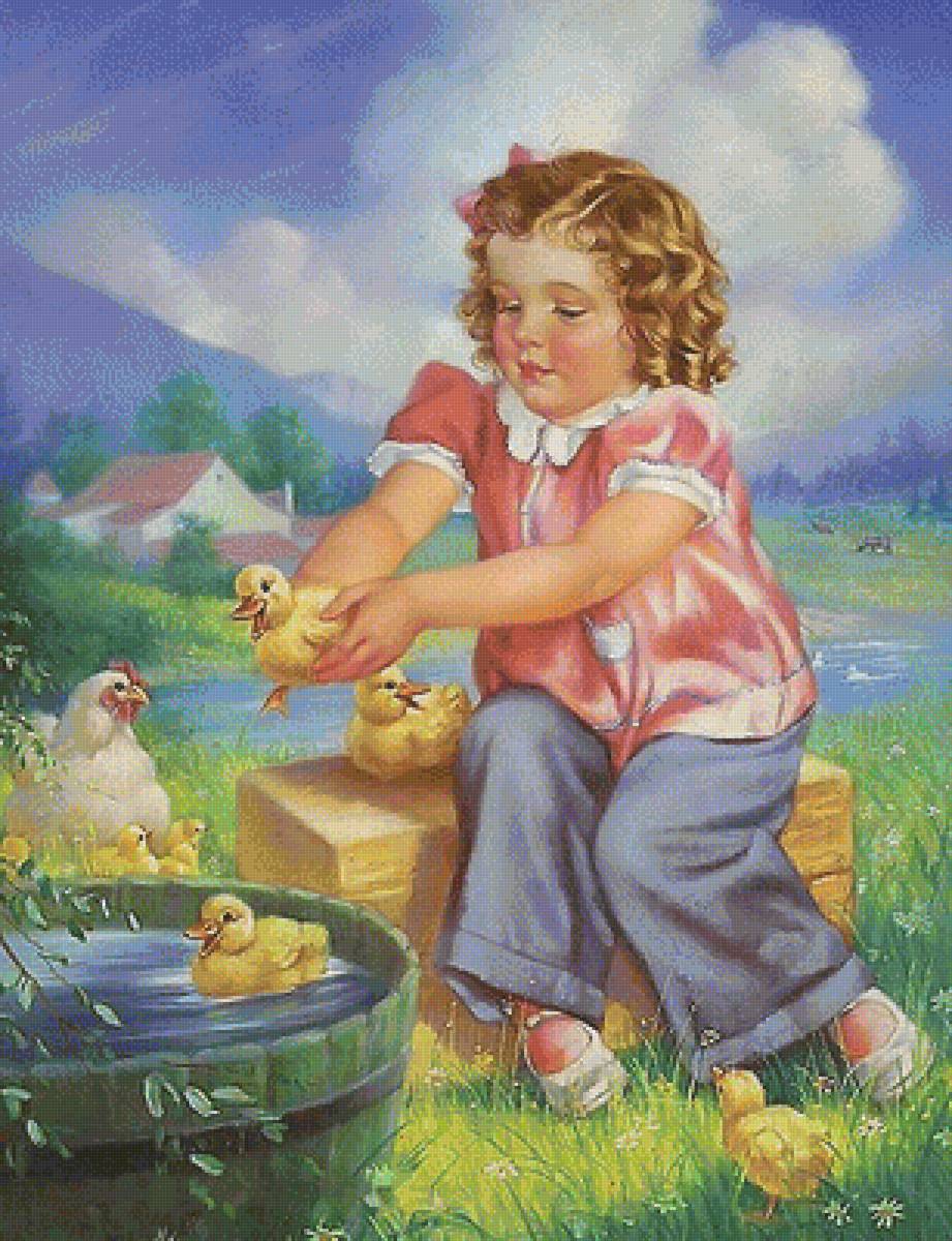 девочка и утята - предпросмотр