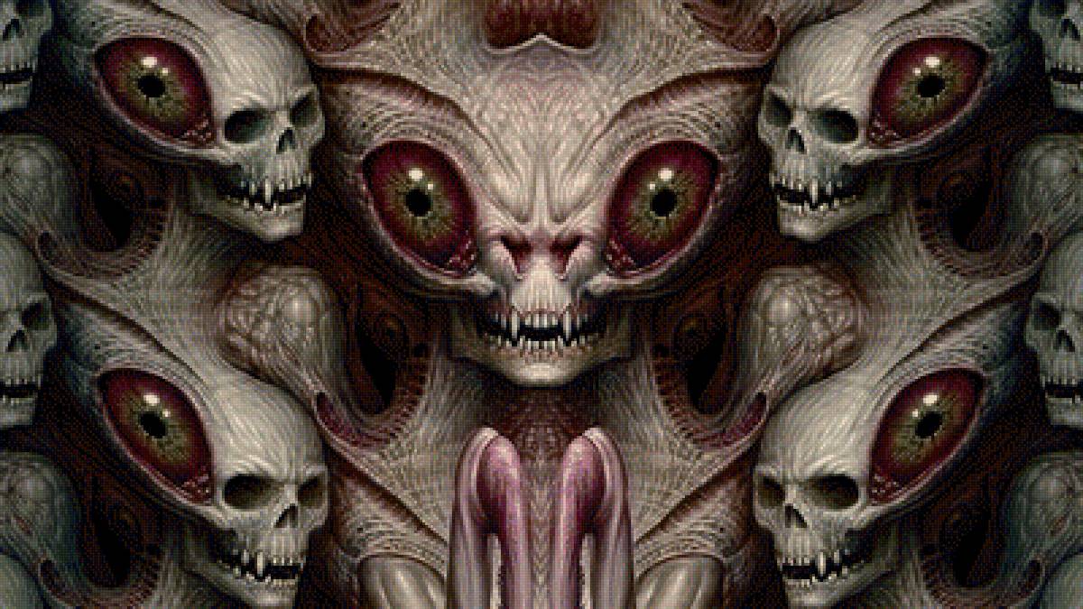 Крипота - чертовщина, безумие, череп, ужасы - предпросмотр