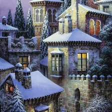 Схема вышивки «Заснеженный город»