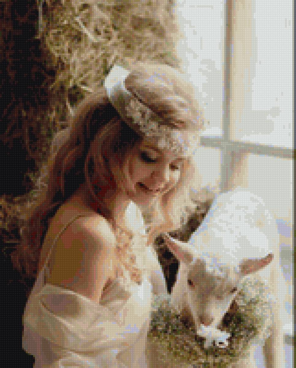 Девочка с козочкой - картина - предпросмотр