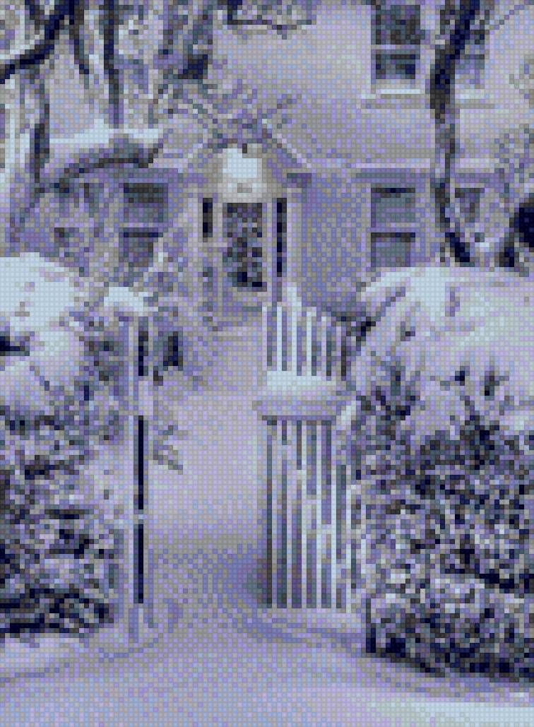 Город в снегу - дорожка, дом, деревья, снег - предпросмотр