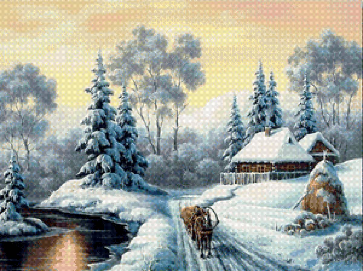 №1801664 - пейзаж зима, вода, природа, снег - предпросмотр