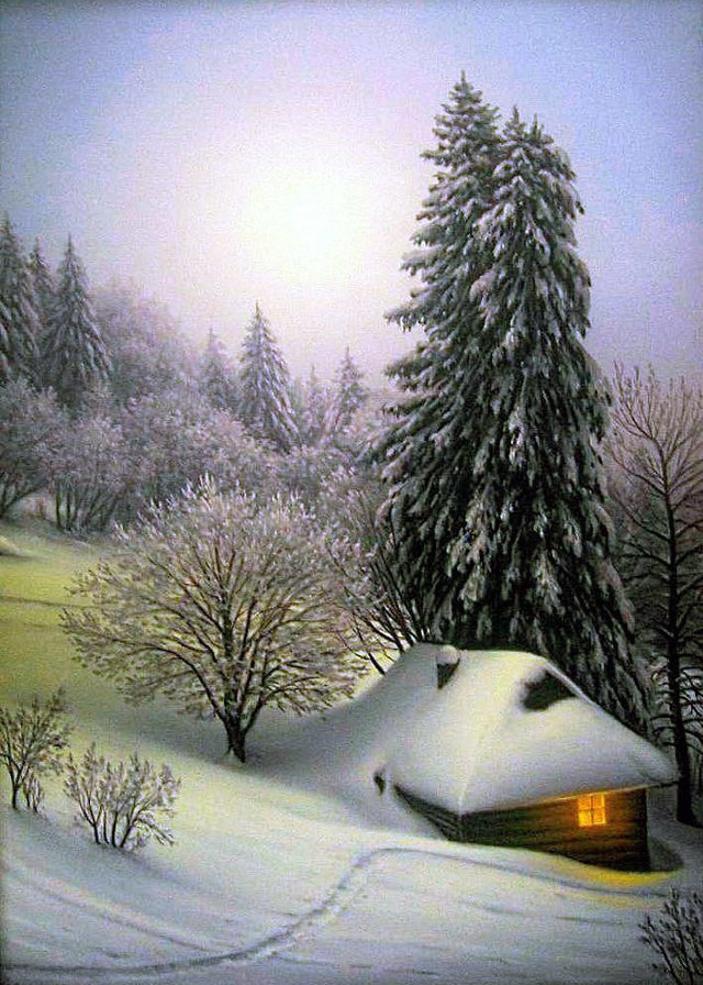 №1801666 - домик, снег, природа, пейзаж зима - оригинал