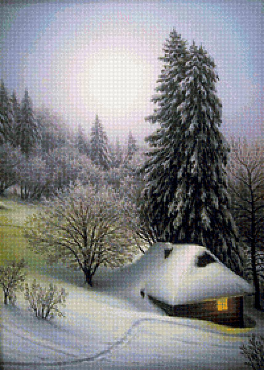 №1801666 - снег, домик, пейзаж зима, природа - предпросмотр