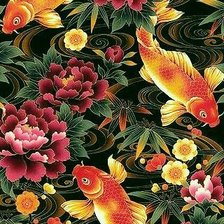 Схема вышивки «Рыбки и цветы»