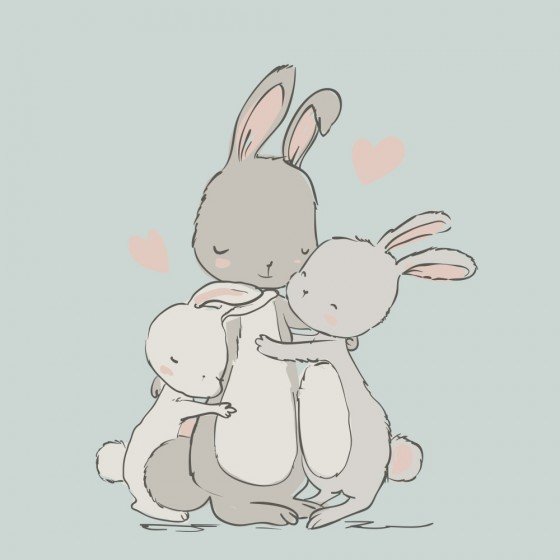 Счастье - кролики, семья, счастье, дети, мама - оригинал