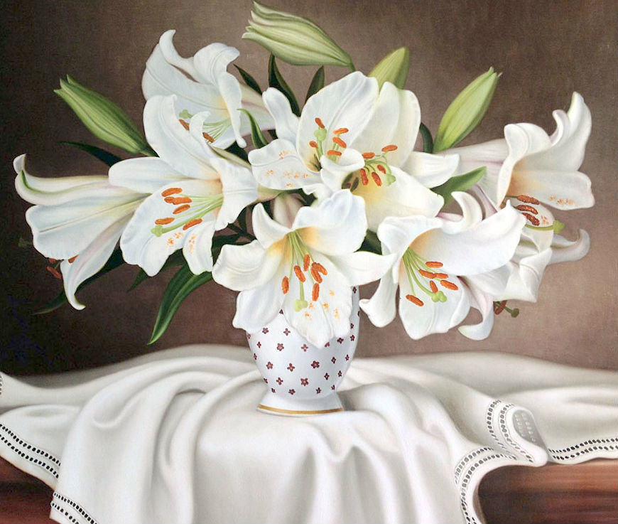 Лилии - белые цветы, цветы, белые лилии - оригинал