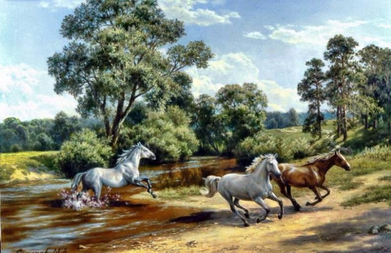 Кони - картина - оригинал