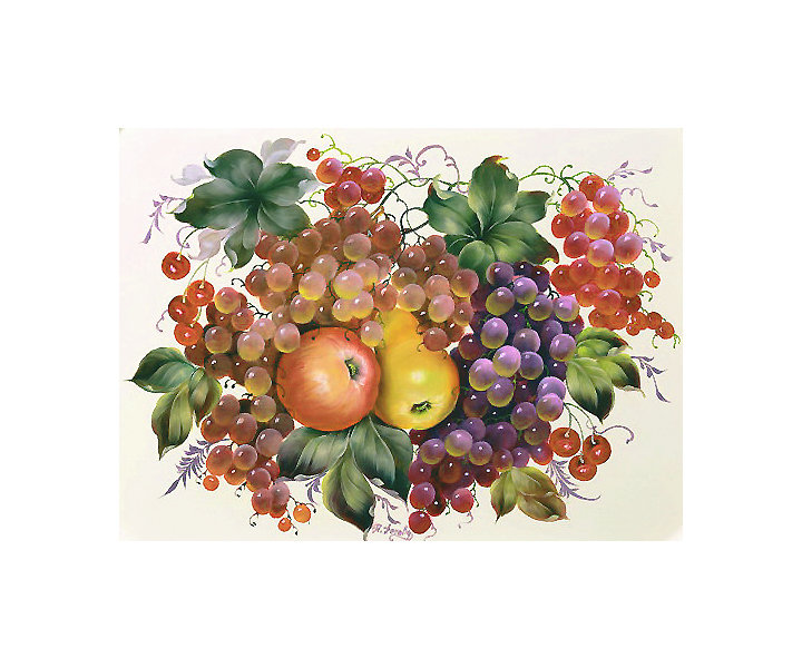 Жостовская роспись - фрукты, виноград, роспись - оригинал