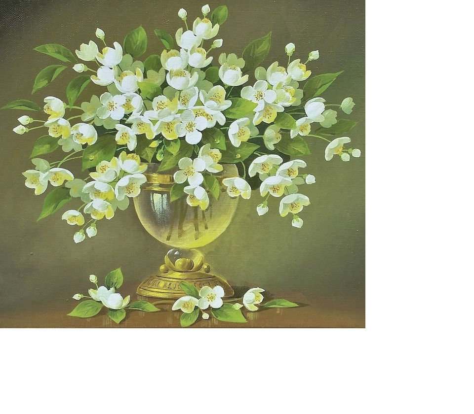 Жасмин - белые цветы, цветы в вазе, цветы - оригинал