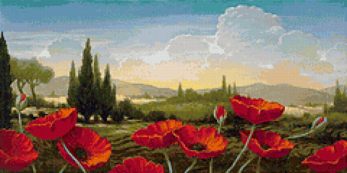 №1805109 - цветы, пейзаж лето, маки, природа - предпросмотр